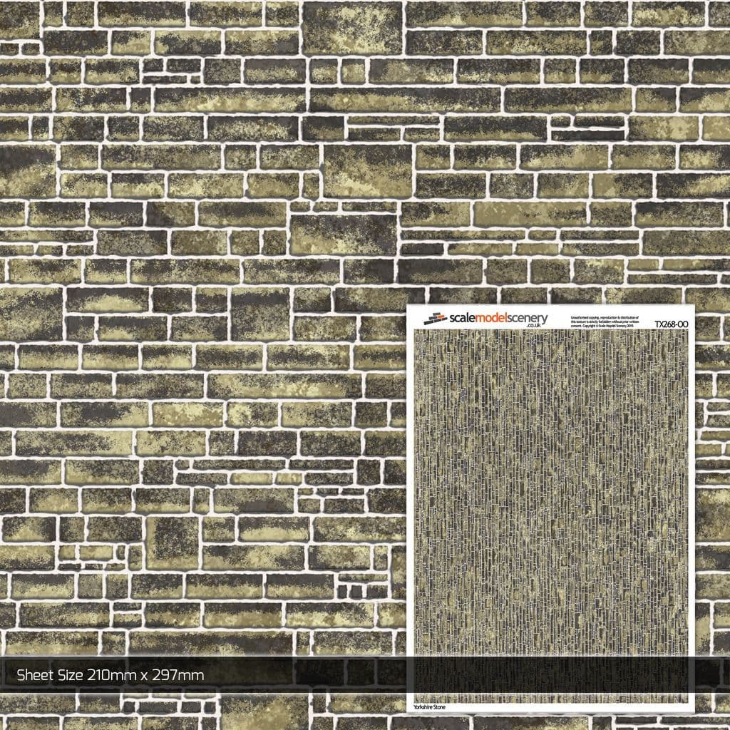 TX268-OO Yorkshire Stone Texture Paper (Pack of 5) - OO/4mm/1:76