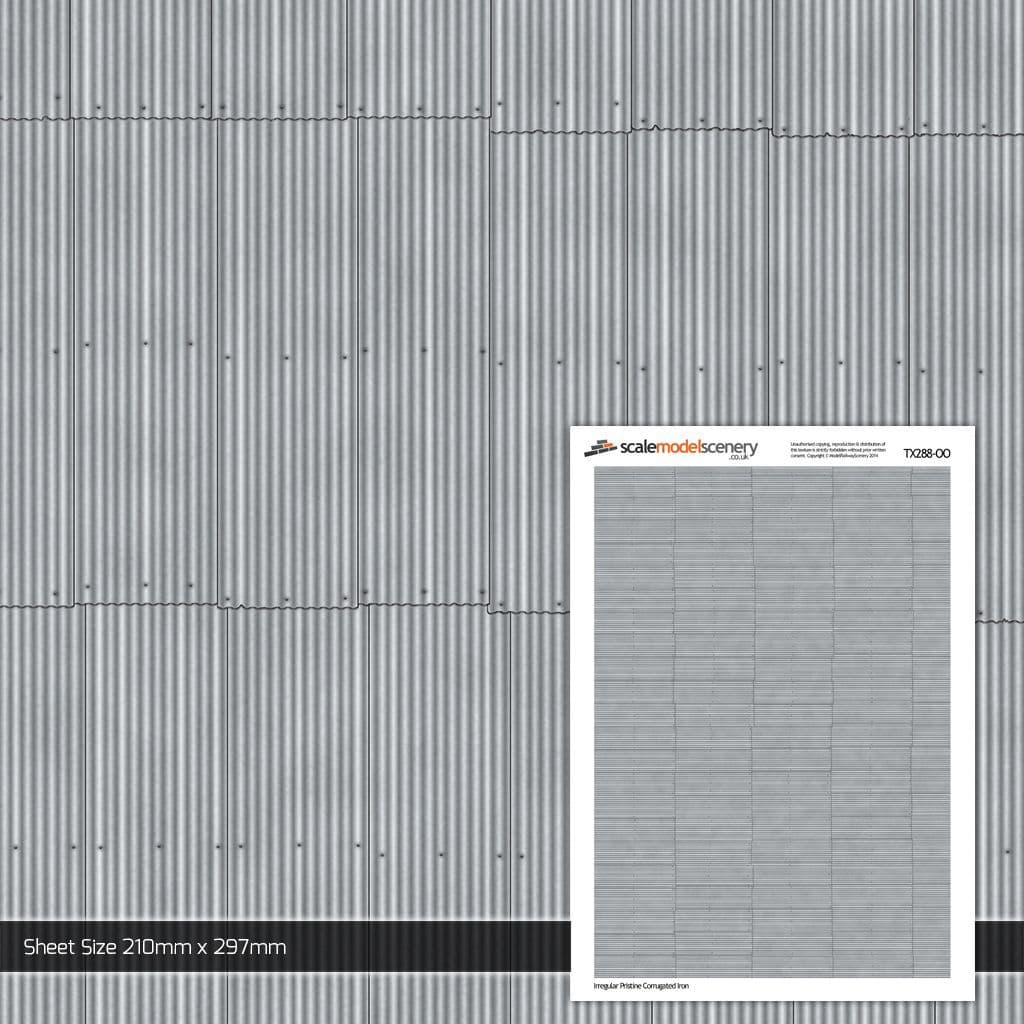 TX288-OO Pristine Irregular Corrugated Iron Texture Paper (Pack of 5) - OO/4mm/1:76