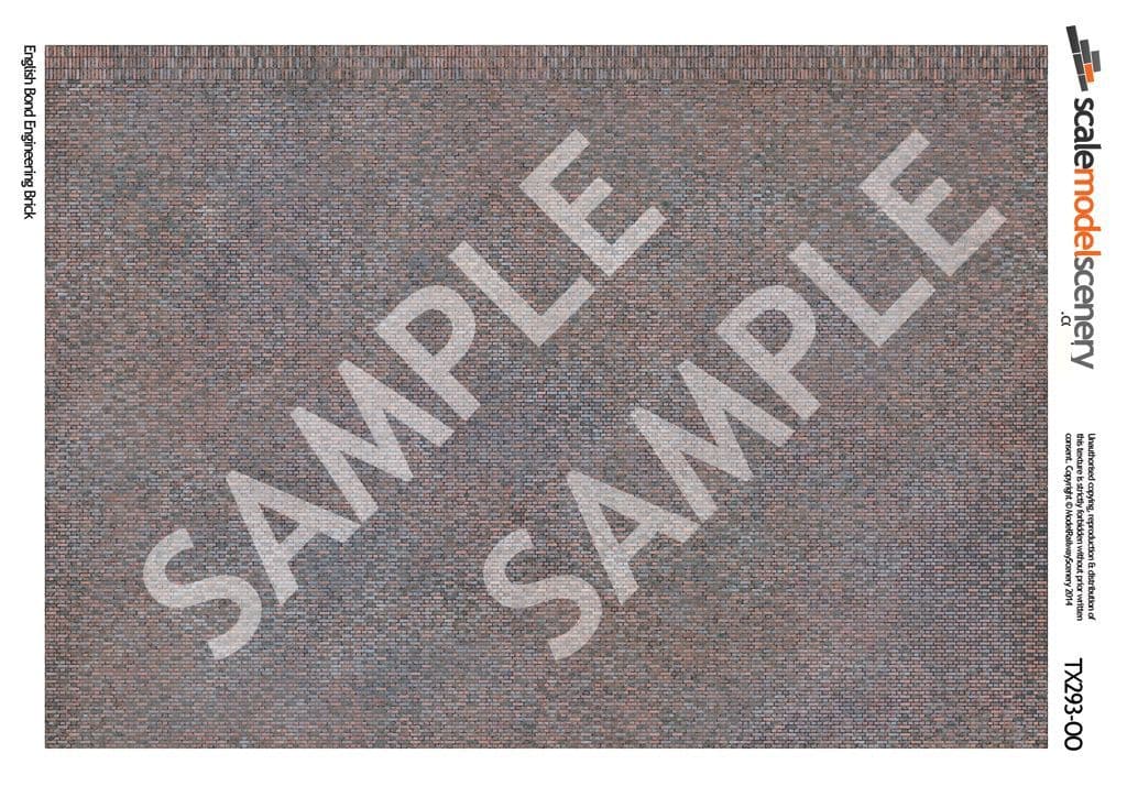 TX293-OO English Bond Engineering Brick Texture Paper (Pack of 5) - OO/4mm/1:76