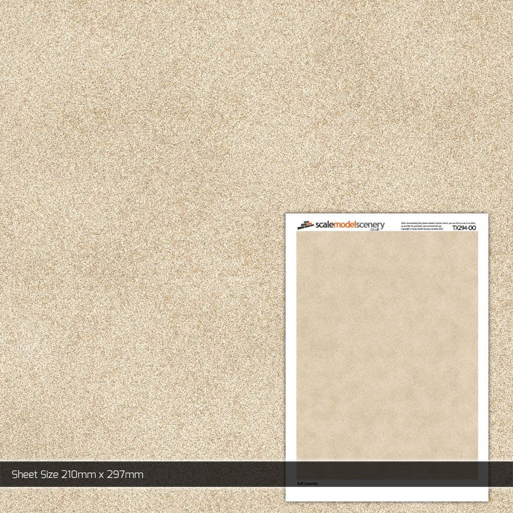 TX294-OO Buff Concrete Texture Paper (Pack of 5) - OO/4mm/1:76