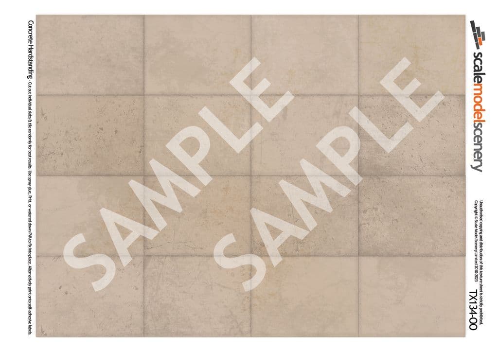 TX297-OO Hardstanding Buff Concrete Texture Paper (Pack of 5) - OO/4mm/1:76