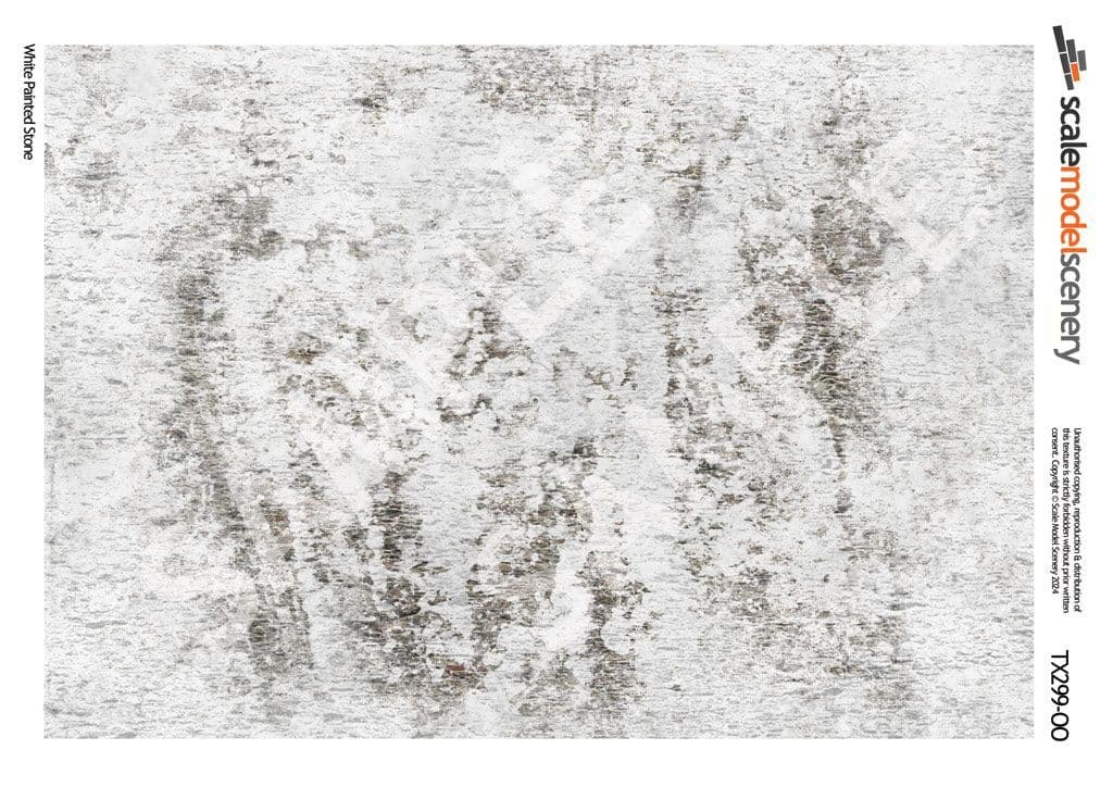 TX299-OO Weathered Whitewashed Stone Texture Paper (Pack of 5) - OO/4mm/1:76