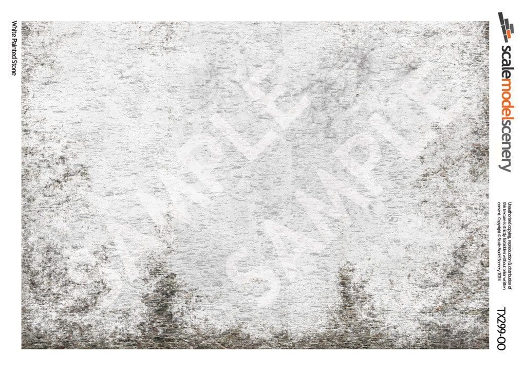 TX299-OO Weathered Whitewashed Stone Texture Paper (Pack of 5) - OO/4mm/1:76