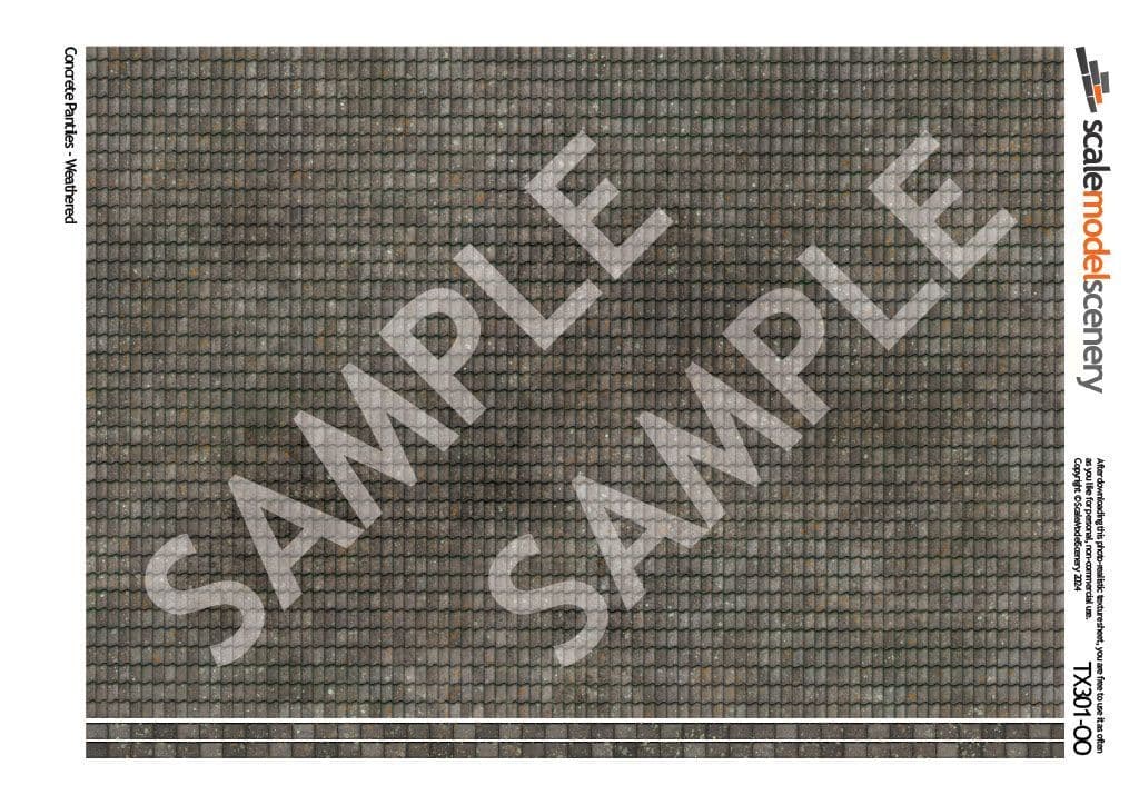TX301-OO Concrete Pantiles Roofing Texture Paper (Pack of 5) - OO/4mm/1:76