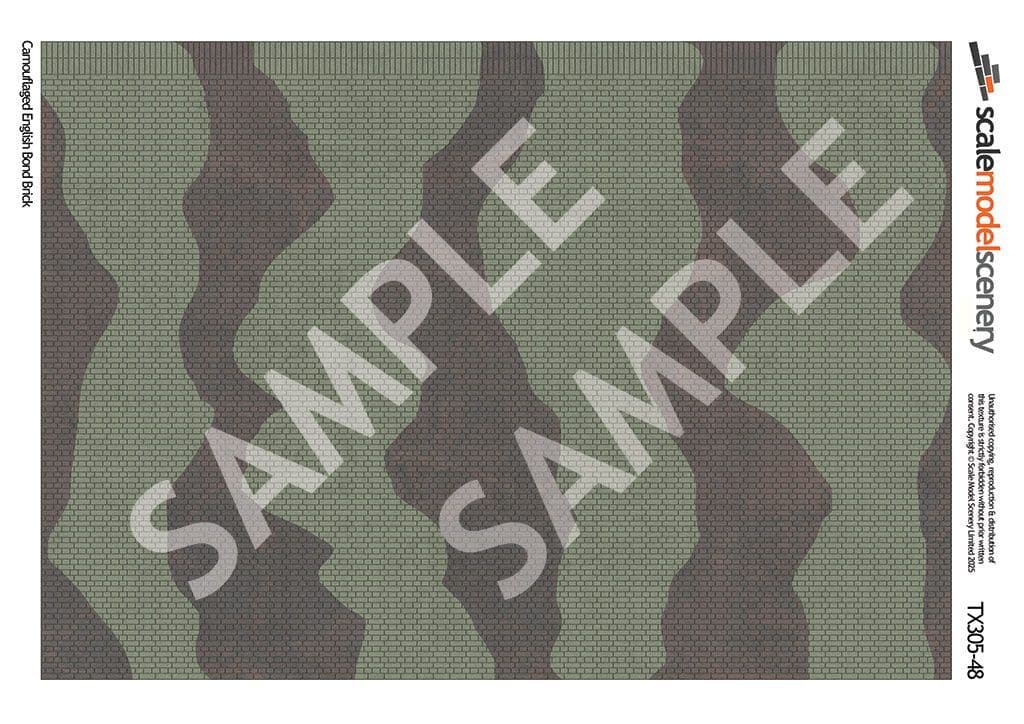 TX305-48 Camouflaged Painted English Bond Brick (Pack of 5) - 1:48 Scale