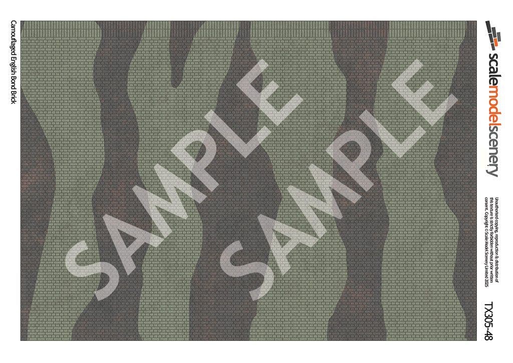 TX305-48 Camouflaged Painted English Bond Brick (Pack of 5) - 1:48 Scale