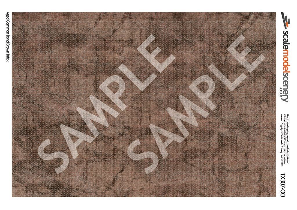 TX307-OO Common Bond Aged Brown Brick Texture Paper (Pack of 5) - OO/4mm/1:76