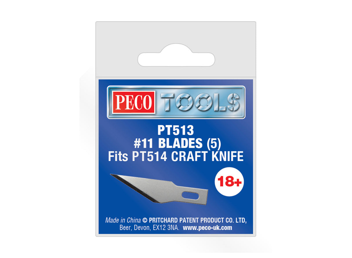 PECO PT513 No.11 Craft Knife Blades (Pack of 5) for PT514 etc