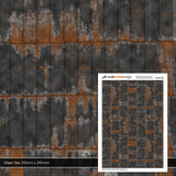 TX104-120 Rusty Black Painted & Weathered Corrugated Iron Texture Paper (Pack of 5) - TT:120 Scale