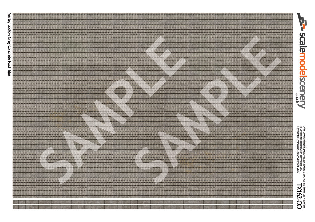 TX162-OO Marley Ludlow Grey Concrete Roof Tiles (Pack of 5) - OO/4mm/1:76