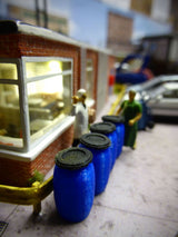 AX057-OO 3D Printed 200L Blue Plastic Barrels (Pack of 10) OO/4mm/1:76