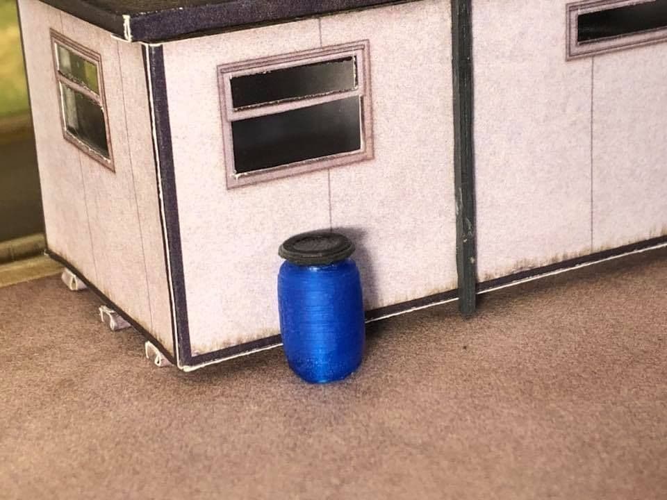 AX057-OO 3D Printed 200L Blue Plastic Barrels (Pack of 10) OO/4mm/1:76