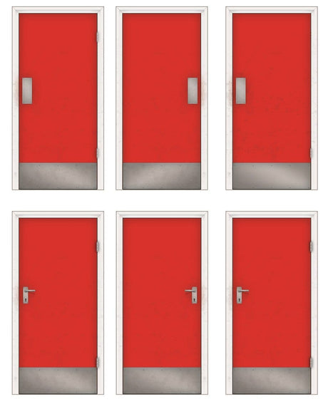 AX107-OO Interior Office / Workshop Doors - Red (9 Pairs) OO/4mm/1:76