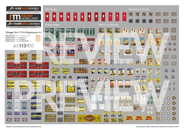 AX113-OO Vintage Signs & Detailing Accessories - OO/4mm/1:76