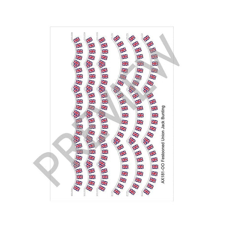 AX181-OO Union Jack Bunting - Festooned (Pack of 6) - OO/4mm/1:76