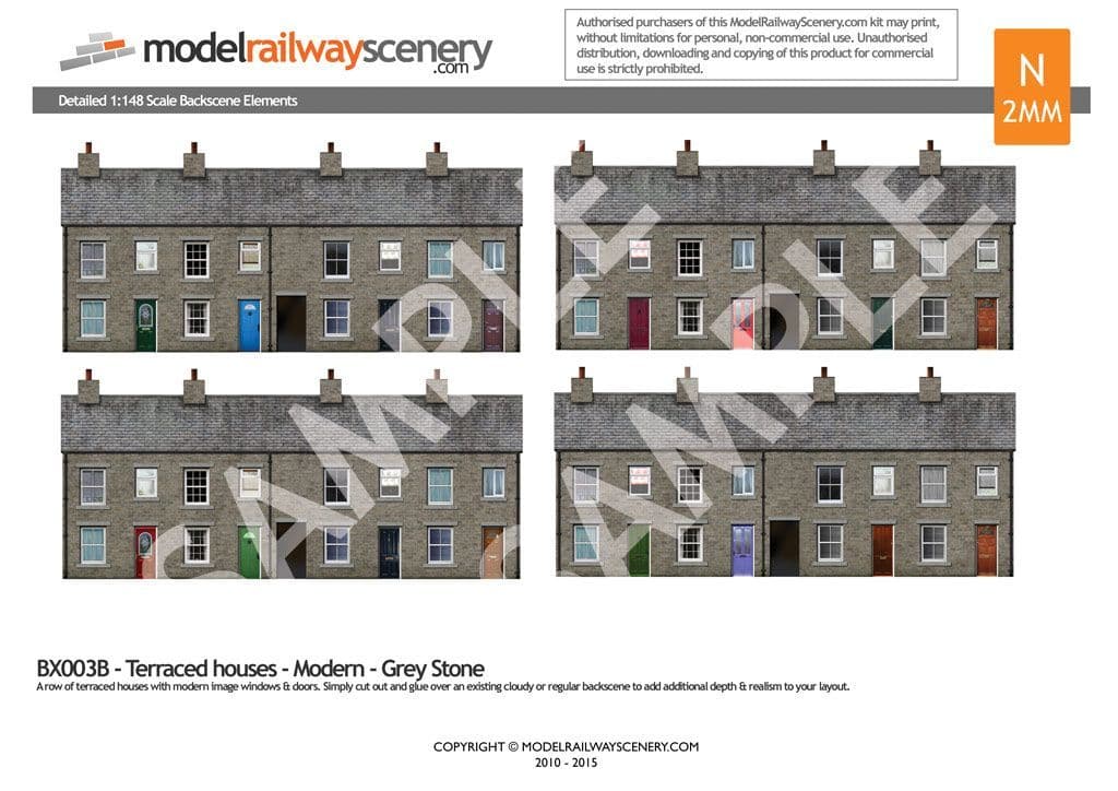 BX003-N Terraced Houses Backscene Elements N/2mm/1:148