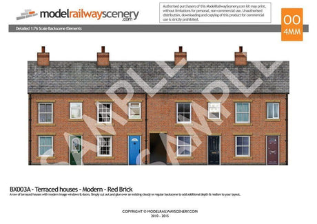 BX003-OO Terraced Houses Backscene Elements OO/4mm/1:76