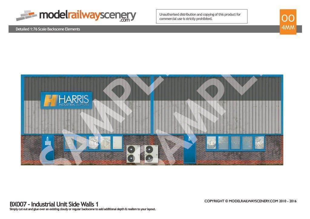 BX007-OO Industrial Unit Side Wall Backscene Elements OO/4mm/1:76