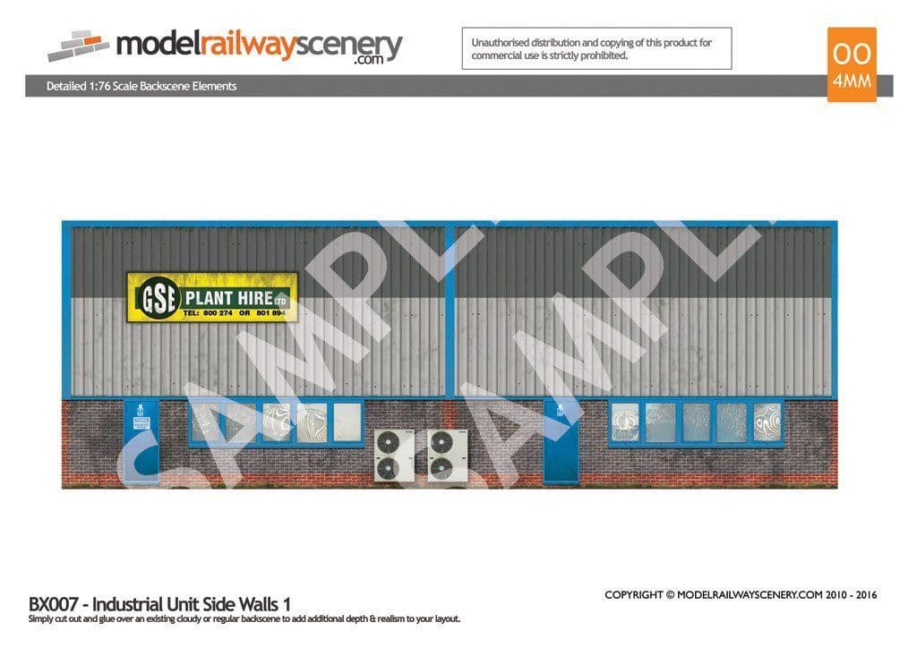 BX007-OO Industrial Unit Side Wall Backscene Elements OO/4mm/1:76