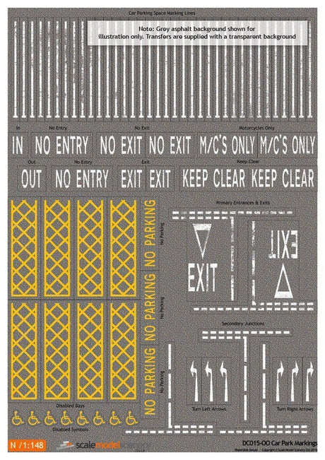 DC015-N Car Park Marking Waterslide Decals N/2mm/1:148