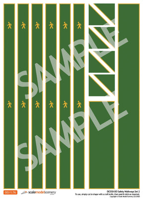 DC030-OO Self-Adhesive Walkway Decals For Depots, Factories & Warehouses (Green) - OO/4mm/1:76