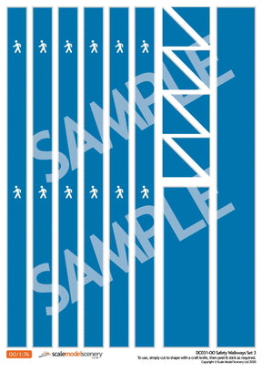 DC031-OO Self-Adhesive Walkway Decals For Depots, Factories & Warehouses (Blue) - OO/4mm/1:76