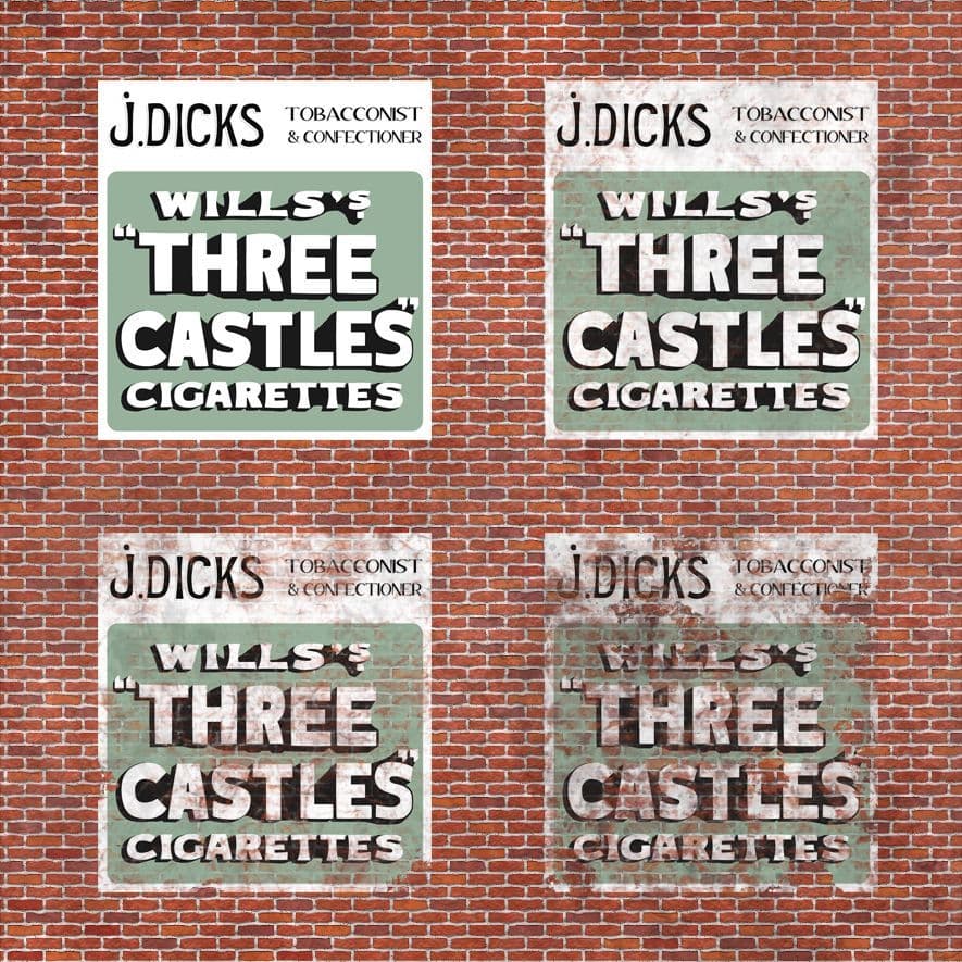 DC047-OO Wills's Cigarettes Ghost Sign - Self Adhesive Transfer (Pack of 4) - OO/4mm/1:76