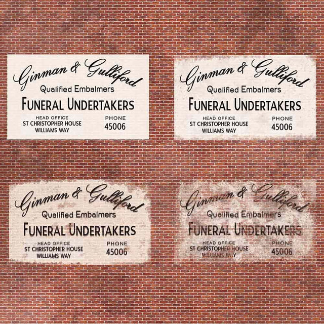 DC050-OO Funeral Undertakers Ghost Sign - Waterslide Transfer (Pack of 4) - OO/4mm/1:76