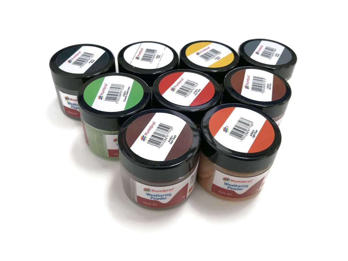 Humbrol Weathering Powders 9 Pack With Free Stand
