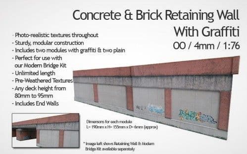 KX036-OO Concrete & Brick Retaining Wall OO / 4mm / 1:76