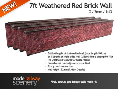 KX039-O 7ft Red Brick Wall O/7mm/1:43