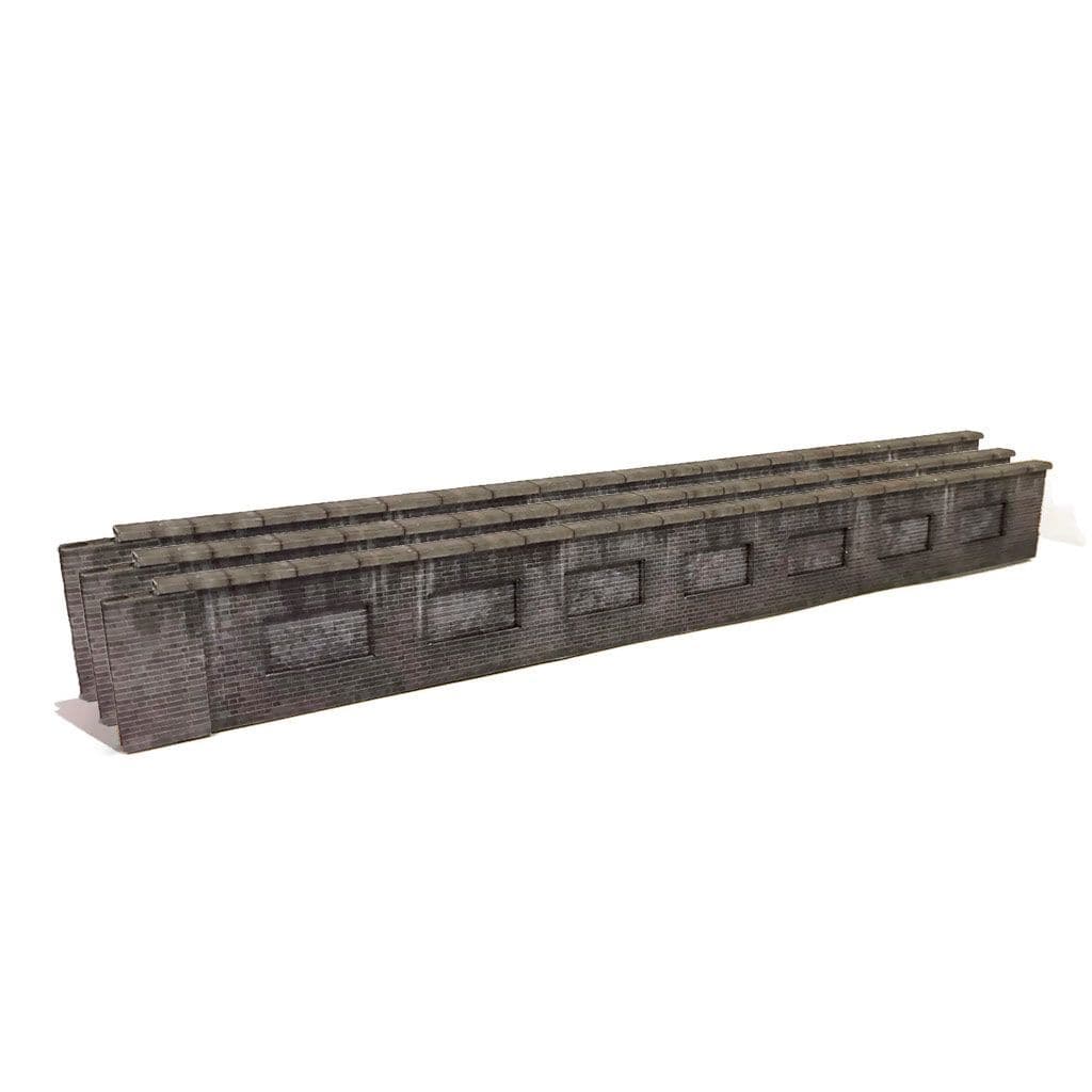 KX047-OO 7ft Blue Brick Lineside Weathered Wall OO/4mm/1:76