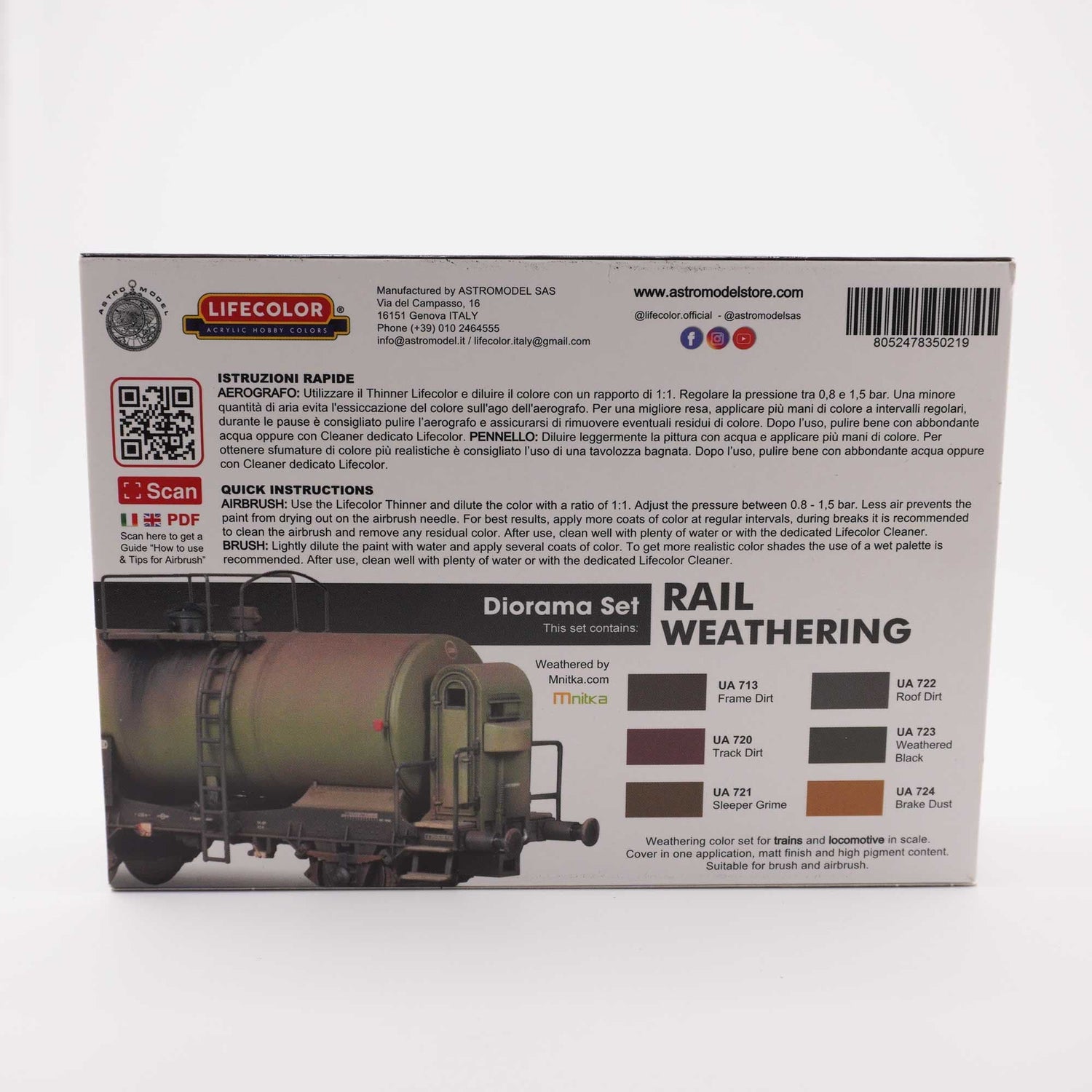LifeColor Rail Weathering Acrylic Paint Set (22ml x 6)