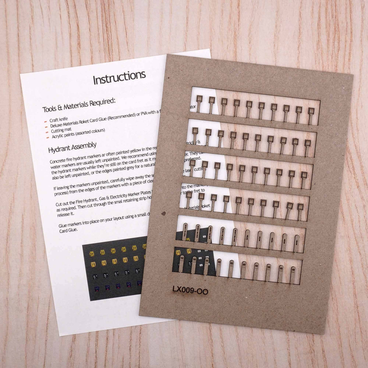 LX009-OO Laser Cut Concrete Marker Posts (Fire Hydrant, Gas, Water Etc) Pack of 60 OO/4mm/1:76