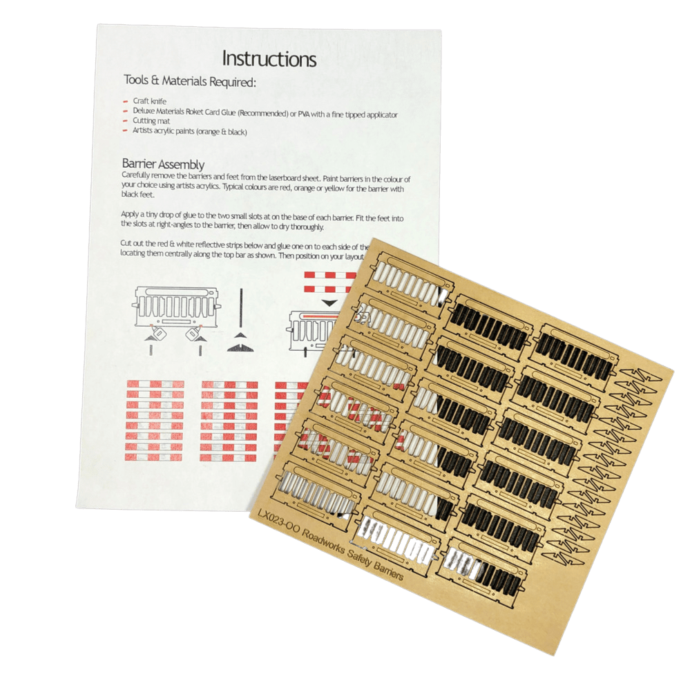 LX023-OO Laser Cut Roadworks Safety Barriers (Pack of 16) OO/4mm/1:76