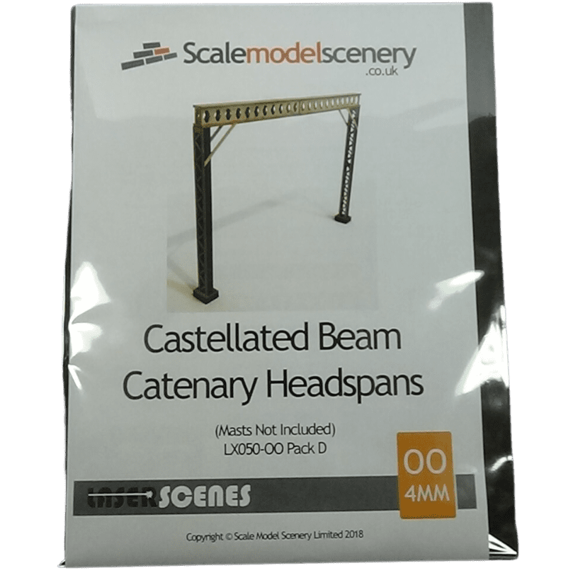 LX050-OO Laser Cut Castellated Beam OHLE Catenary Headspan (Pack D) OO/4mm/1:76