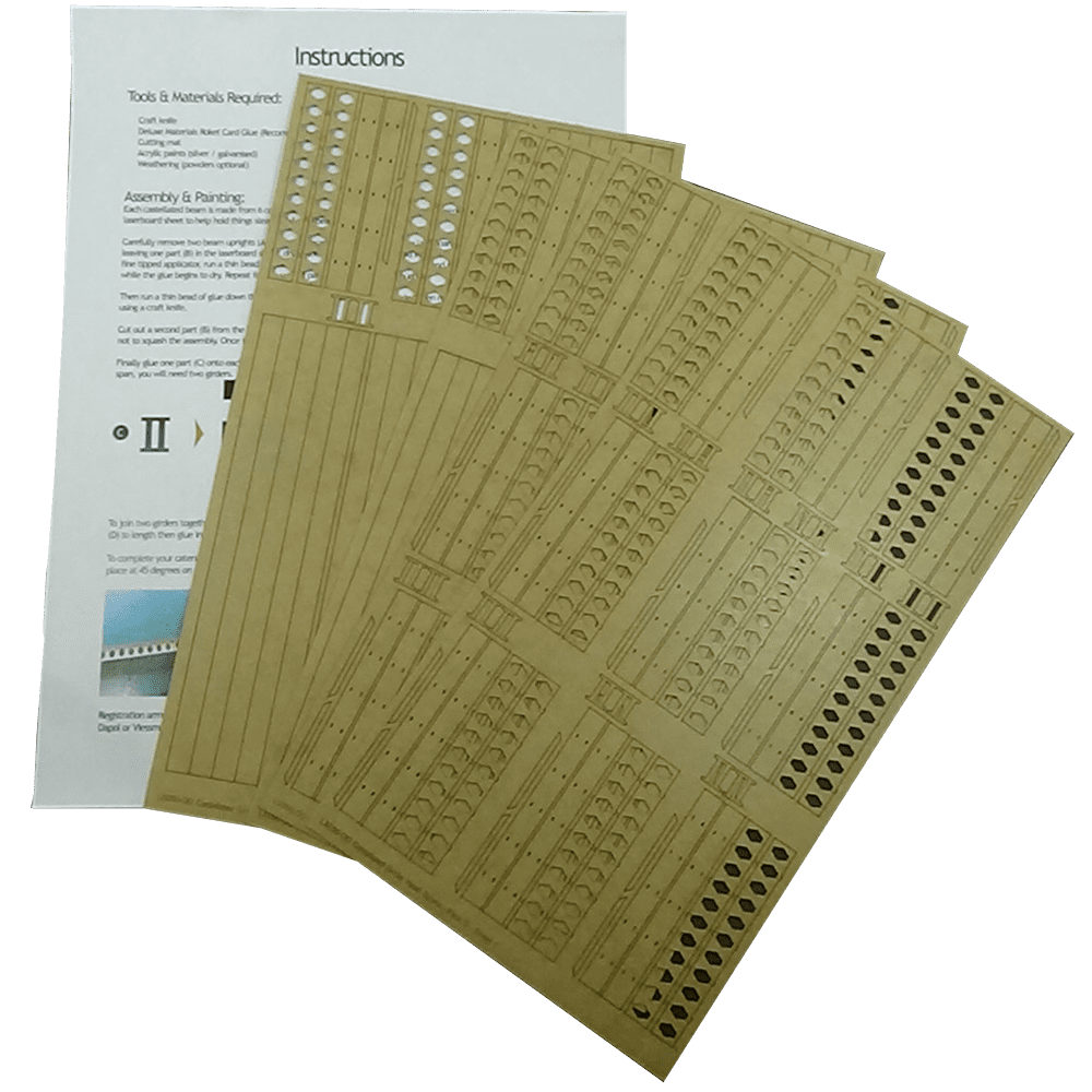 LX050-OO Laser Cut Castellated Beam OHLE Catenary Headspan (Pack D) OO/4mm/1:76