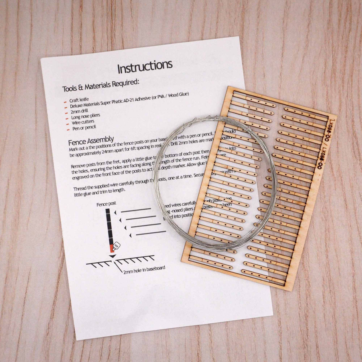 LX056-OO Laser Cut 4ft Post & Wire Fencing OO/4mm/1:76