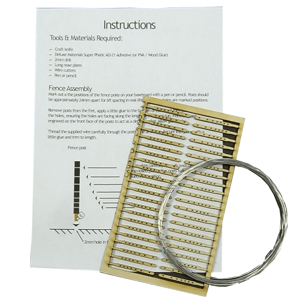 LX061-OO Laser Cut 5ft GWR Post & Wire Fencing OO/4mm/1:76