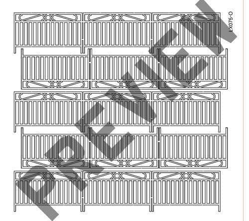 LX075-O Laser Cut Decorative Wrought Iron Railings O/7mm/1:43
