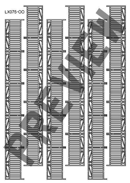 LX075-OO Laser Cut Decorative Wrought Iron Railings OO/4mm/1:76