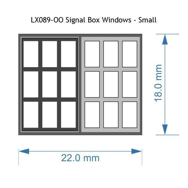 LX089-OO Signal Box Windows Smalll (Pack of 8) OO/4mm/1:76