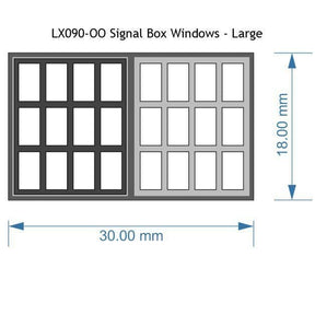 LX090-OO Signal Box Windows Large (Pack of 6) OO/4mm/1:76