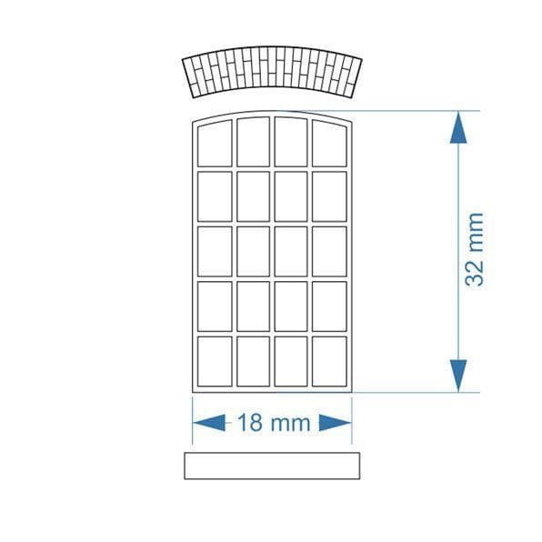 LX125-OO Arched Top Industrial Windows 18mm x 32mm (Pack of 12) OO/4mm/1:76