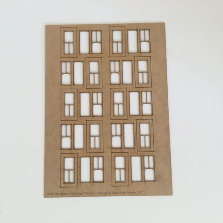 LX127-OO Narrow 4 Pane Sash Windows (Pack of 10) OO/4mm/1:76