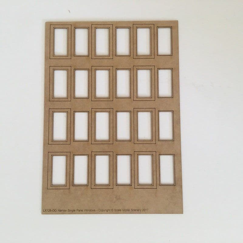 LX128-OO Narrow Single Pane Windows (Pack of 12) OO/4mm/1:76