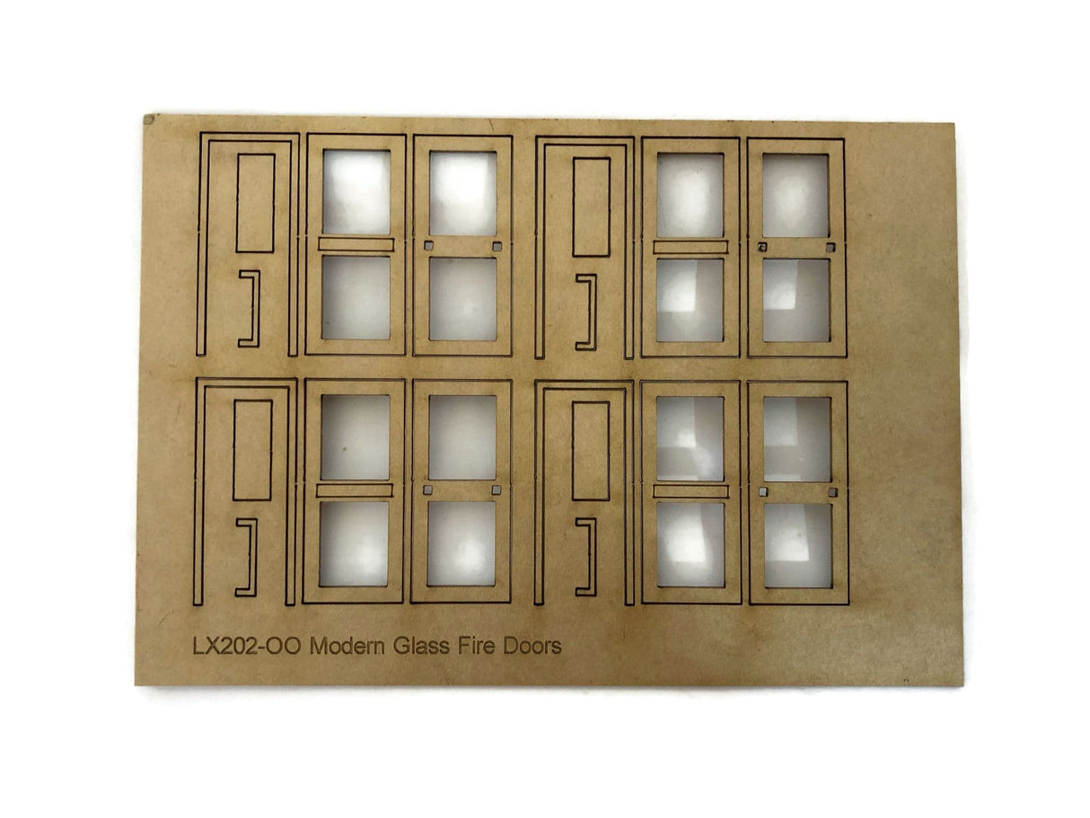 LX202-OO Modern Glass Fire Doors (Pack of 4) - OO/4mm/1:76