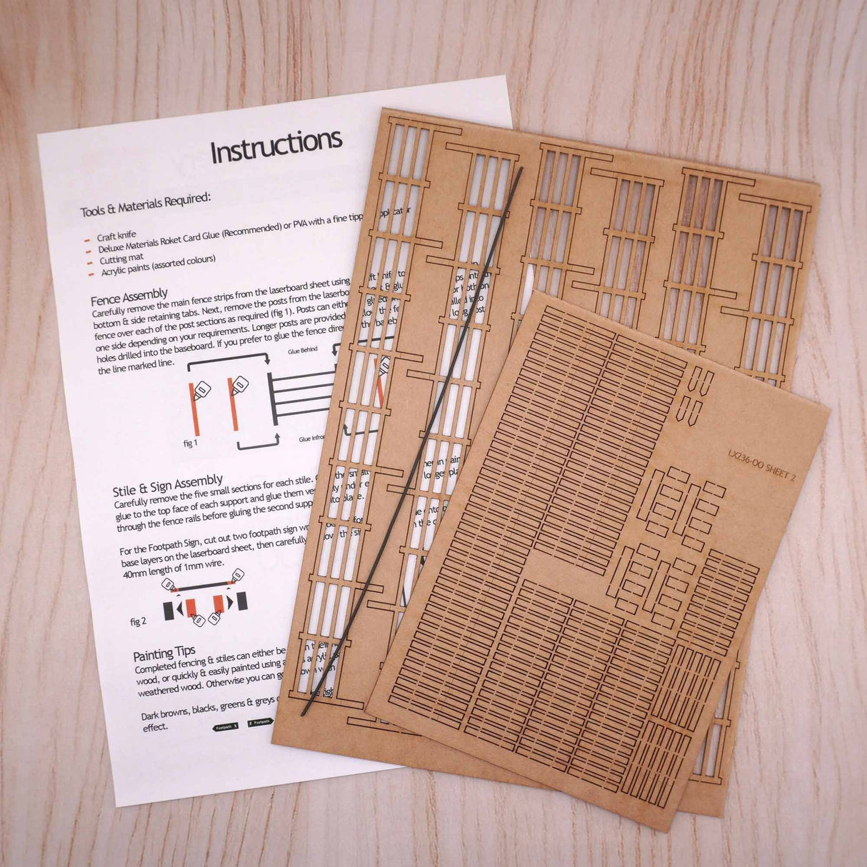 LX236-OO Laser Cut 4ft Post & Rail Lineside Fencing OO/4mm/1:76
