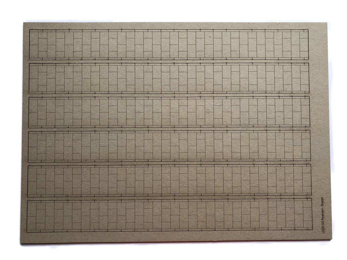 LX253-OO Laser Cut Card Pavement Strips (Pack of 6) - OO/4mm/1:76