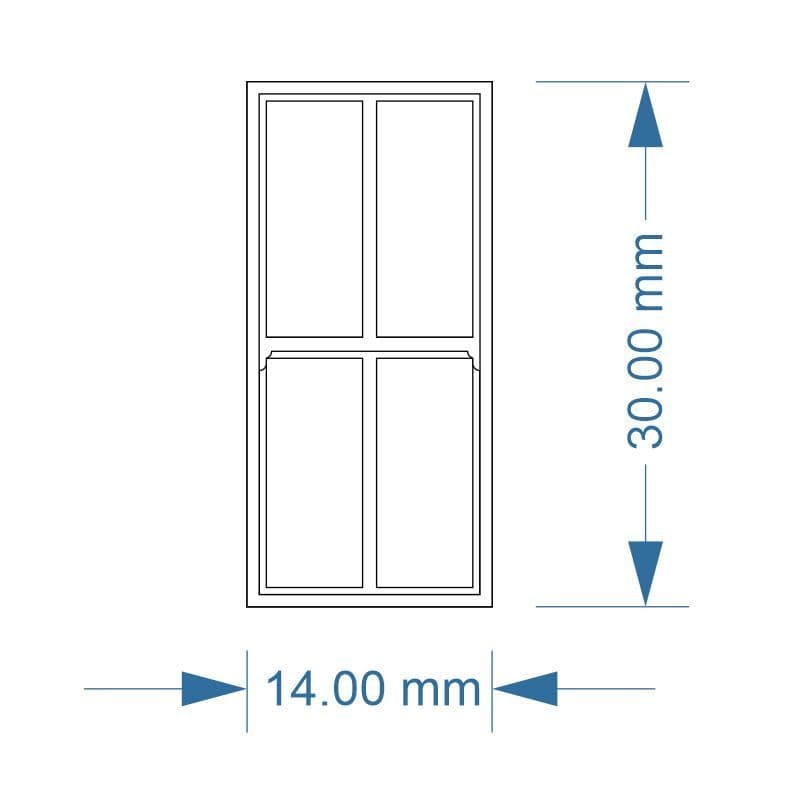 LX288-OO Large 4 Pane Sash Windows (Pack of 7) - OO/4mm/1:76